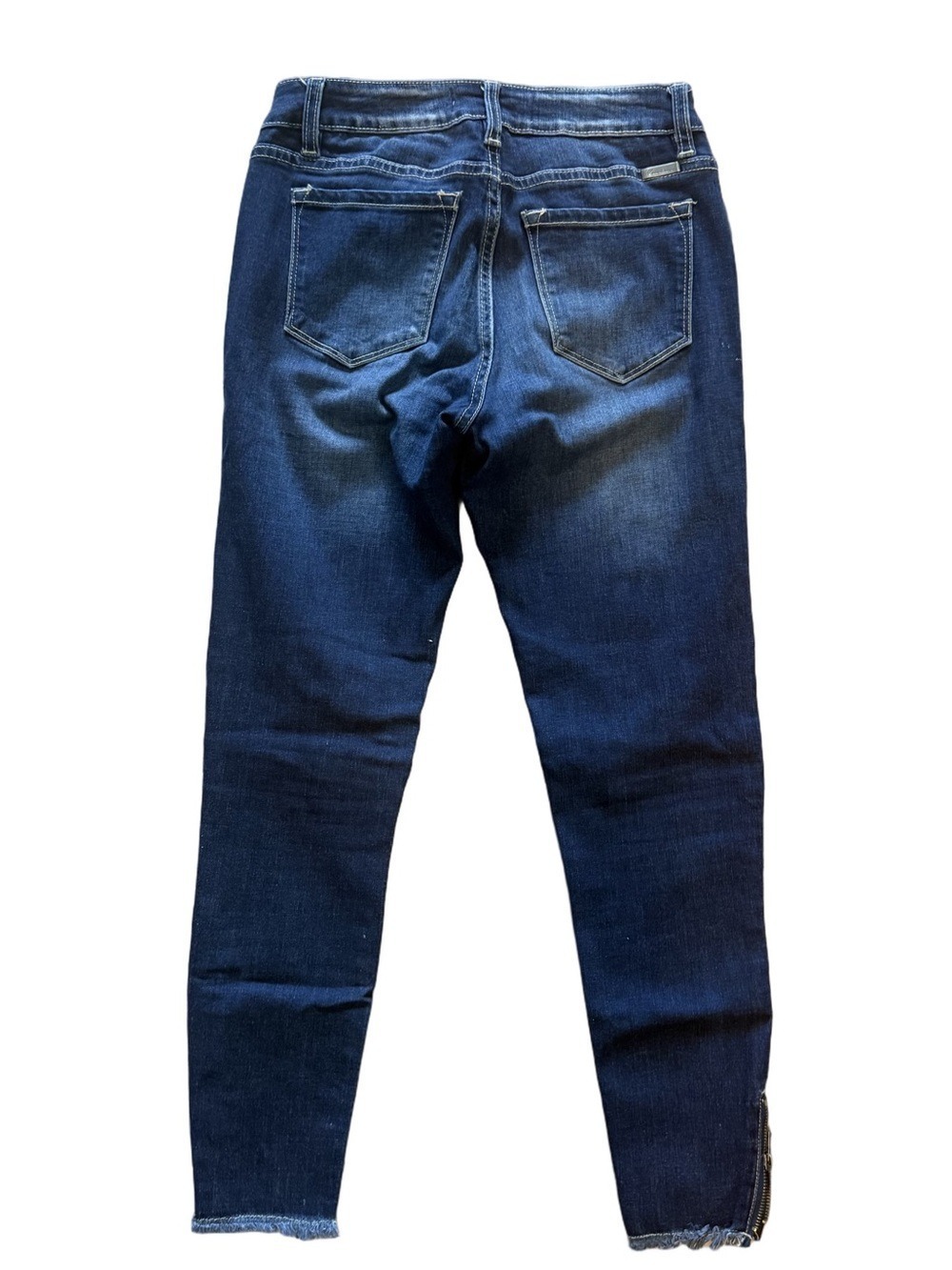 KANCAN Low Rise Ankle Skinny Jeans Frayed Hem Zipper Detail Stretch Size 25 - Picture 3 of 14